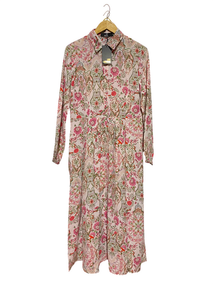 LOVE SUNSHINE |M| BUST 19| B47| WOMEN'S PAISLEY FLORAL BUTTON FRONT LONG SLEEVE MAXI SHIRTDRESS NWT