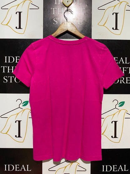 TOMMY HILFIGER |M| BUST 18| B47| WOMEN'S SHORT SLEEVE LOGO T-SHIRT HOT PINK