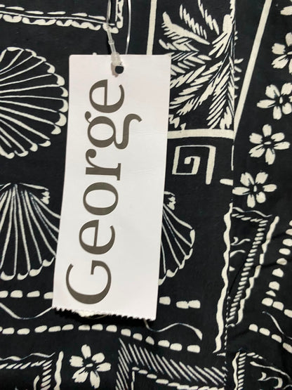 GEORGE |M| BUST 20| B47| WOMEN'S TROPICAL PRINT SLEEVELESS PEPLUM BLOUSE BLACK & WHITE NWT