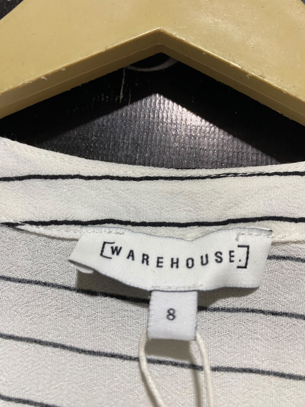WERE HOUSE |M| BUST 18| B47| WOMEN'S STRIPED LONG SLEEVE BUTTON DOWN SHIRTDRESS WITH BELT