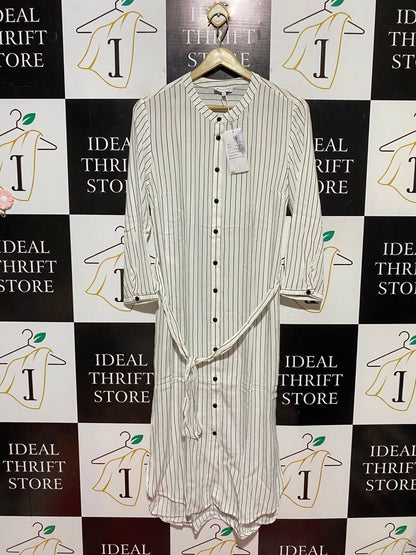 WERE HOUSE |M| BUST 18| B47| WOMEN'S STRIPED LONG SLEEVE BUTTON DOWN SHIRTDRESS WITH BELT