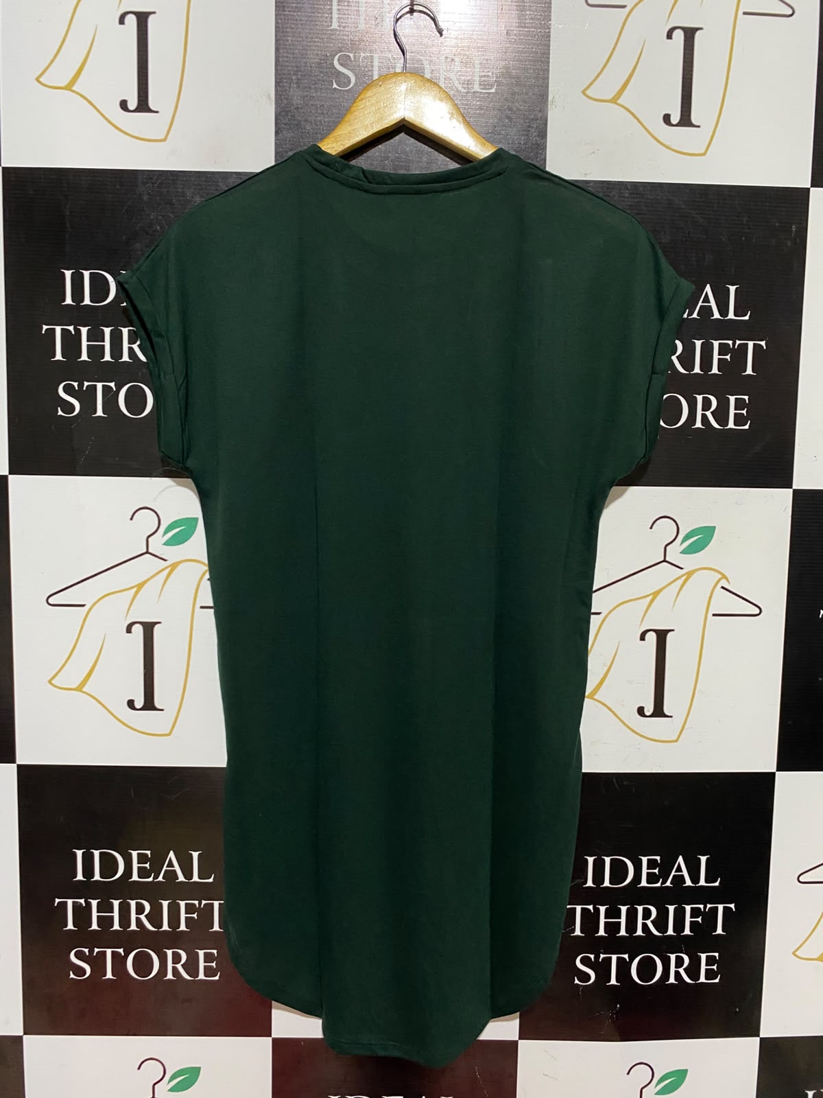 PRIMARK CARES |XS| BUST FREE| B47| WOMEN'S US CITIES GRAPHIC T-SHIRT DRESS DARK GREEN XS NWT