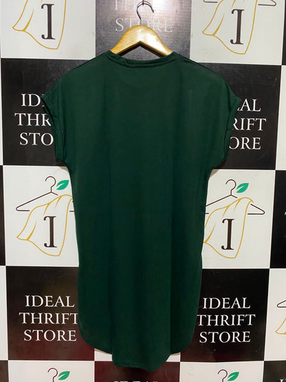 PRIMARK CARES |XS| BUST FREE| B47| WOMEN'S US CITIES GRAPHIC T-SHIRT DRESS DARK GREEN XS NWT