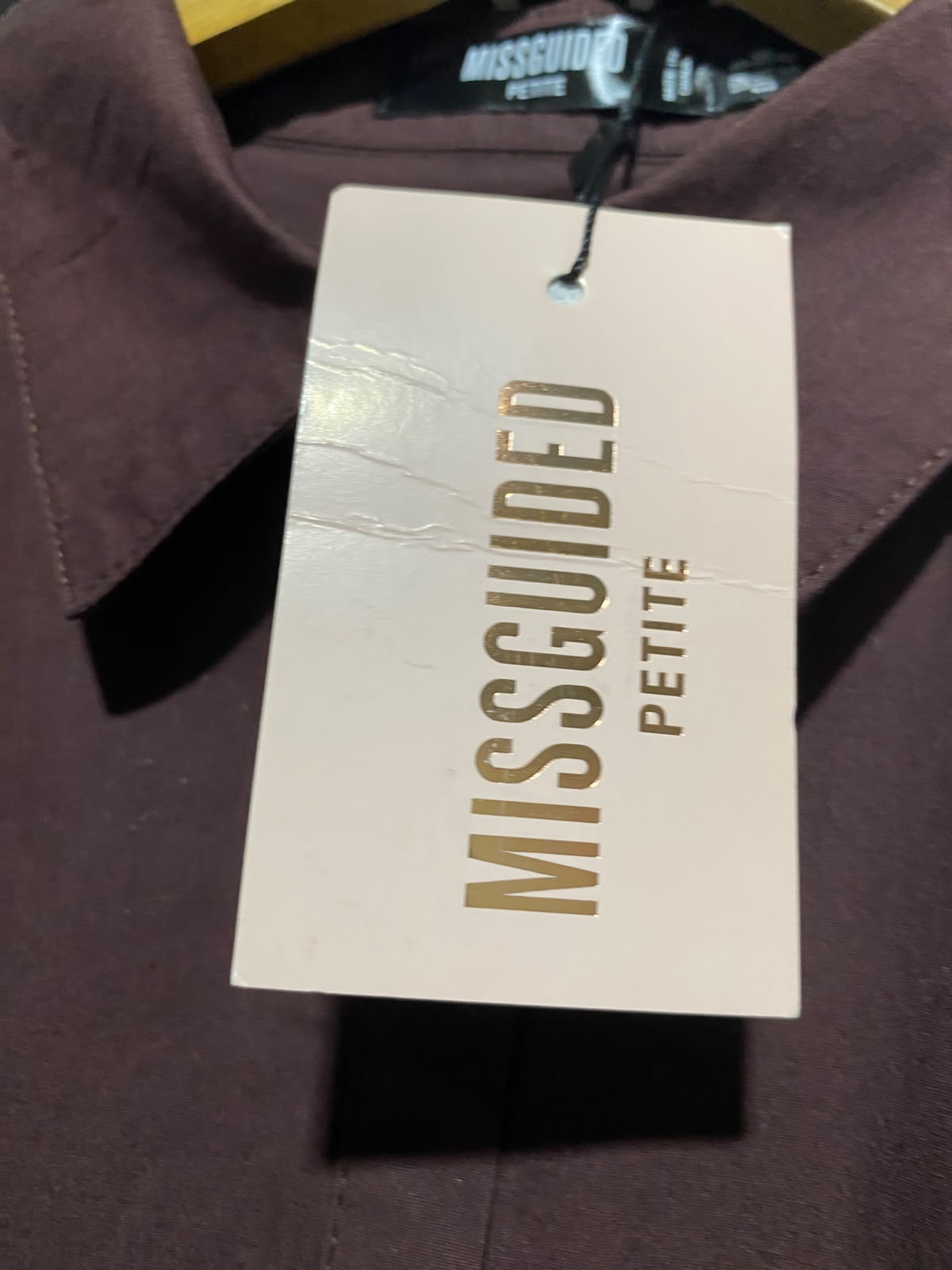 MISSGUIDED |M| BUST 22| B47| WOMEN'S LONG SLEEVE BUTTON FRONT SHIRTDRESS BROWN NWT