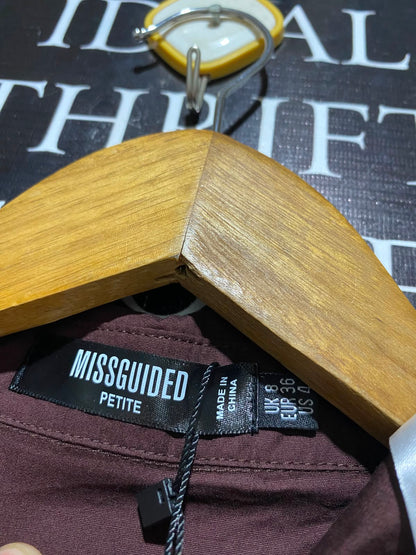 MISSGUIDED |M| BUST 22| B47| WOMEN'S LONG SLEEVE BUTTON FRONT SHIRTDRESS BROWN NWT