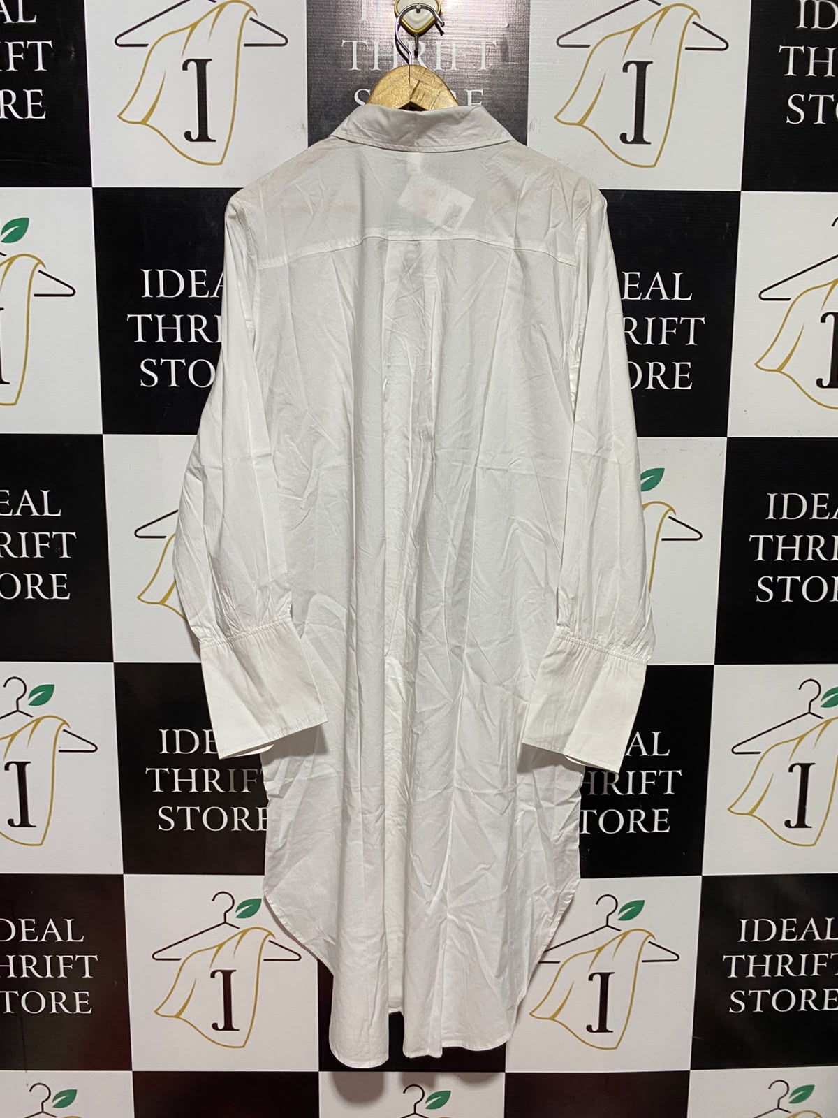 H&M |M| BUST 24| B47| WOMEN'S OVERSIZED LONG SLEEVE BUTTON FRONT SHIRTDRESS WHITE NWT