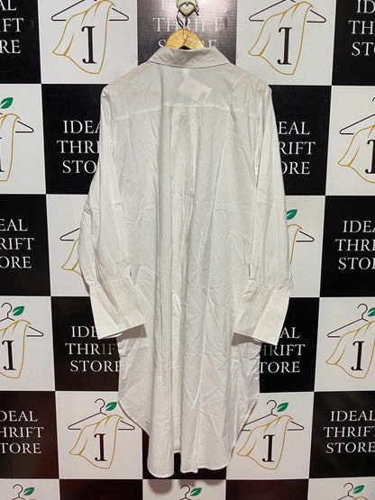 H&M |M| BUST 24| B47| WOMEN'S OVERSIZED LONG SLEEVE BUTTON FRONT SHIRTDRESS WHITE NWT