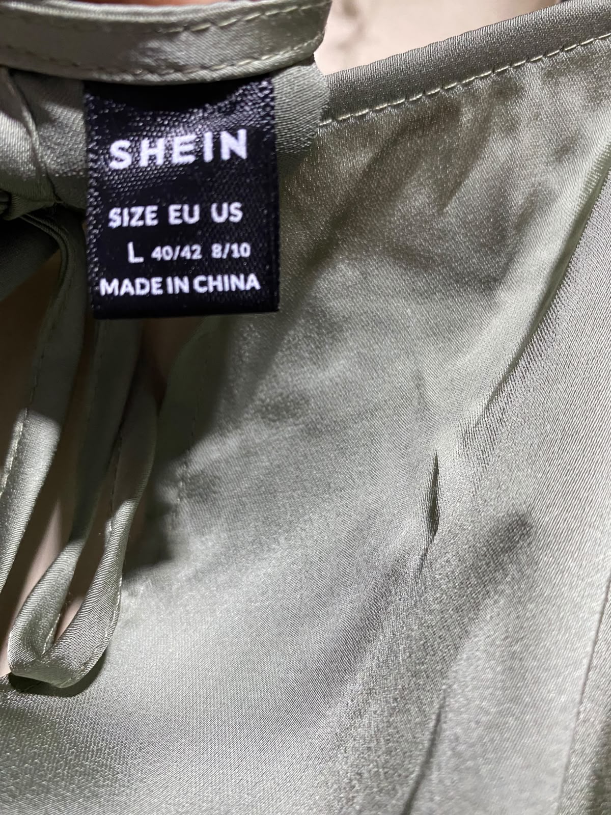 SHEIN |L| BUST 18| B47| WOMEN'S SAGE GREEN SATIN HALTER MAXI DRESS RUFFLED PLATED EVENING DRESS