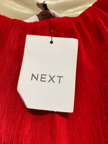 NEXT |S| BUST 16| B47| WOMEN'S VIBRANT RED PLEATED COWL NECK MAXI DRESS TIE STRAPS