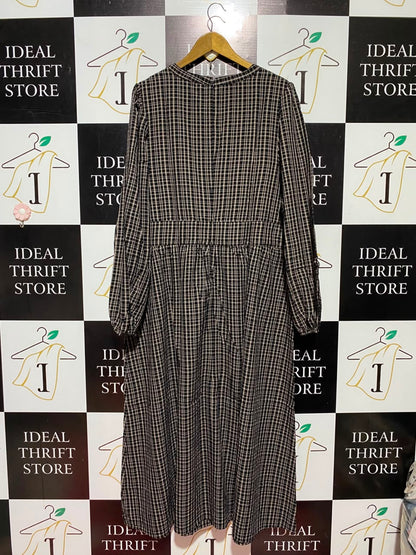 M & S |XL| BUST 24| B47| WOMEN'S PLAID CHECKERED MIDI DRESS