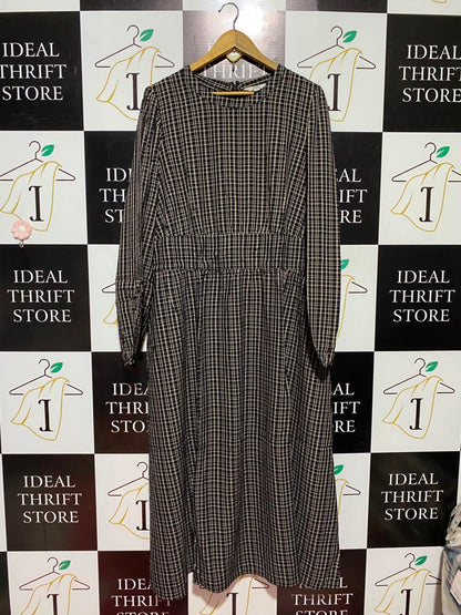 M & S |XL| BUST 24| B47| WOMEN'S PLAID CHECKERED MIDI DRESS