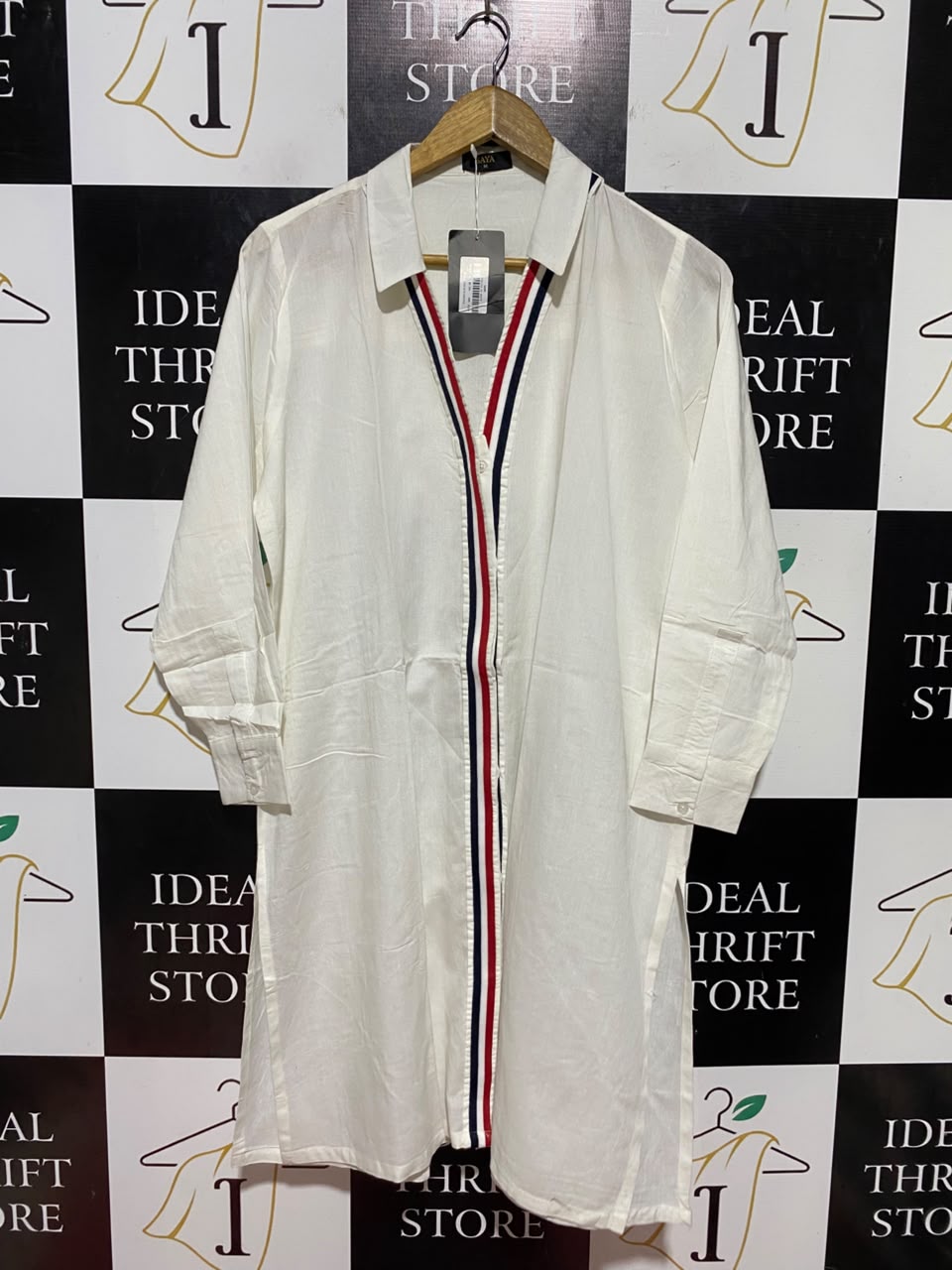 SAYA |M| BUST 22| B47| WOMEN'S WHITE BUTTON-UP MIDI SHIRT DRESS
