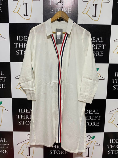 SAYA |M| BUST 22| B47| WOMEN'S WHITE BUTTON-UP MIDI SHIRT DRESS