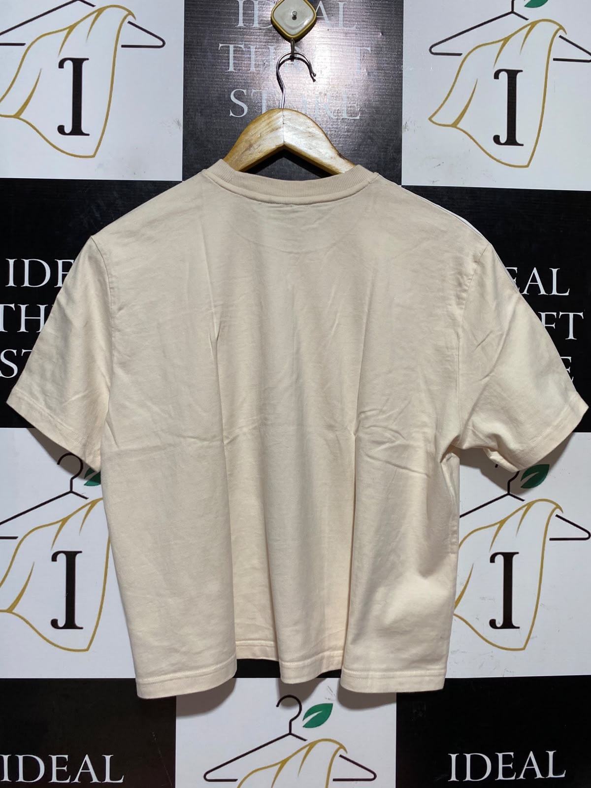 ADIDAS |M| BUST 22| B46| CREAM BEIGE THREE STRIPE SHORT SLEEVE TEE