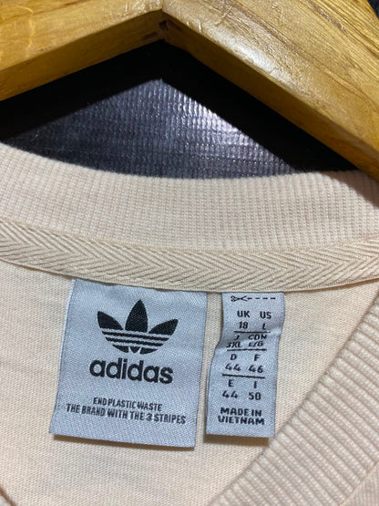 ADIDAS |M| BUST 22| B46| CREAM BEIGE THREE STRIPE SHORT SLEEVE TEE