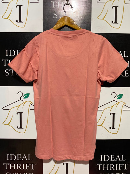 THE CELTIC |M| BUST 17| B46| PEACH PINK CASUAL SHORT SLEEVE EMBROIDERED SHAMROCK TEE