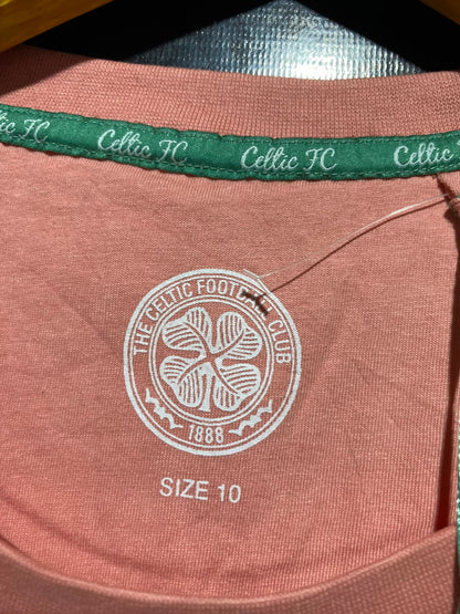 THE CELTIC |M| BUST 17| B46| PEACH PINK CASUAL SHORT SLEEVE EMBROIDERED SHAMROCK TEE