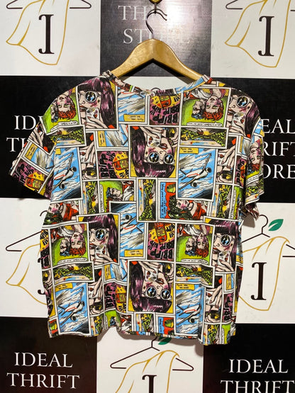 ZARA |M| BUST 22|B46| MULTICOLOR POP ART SHORT SLEEVE TEE