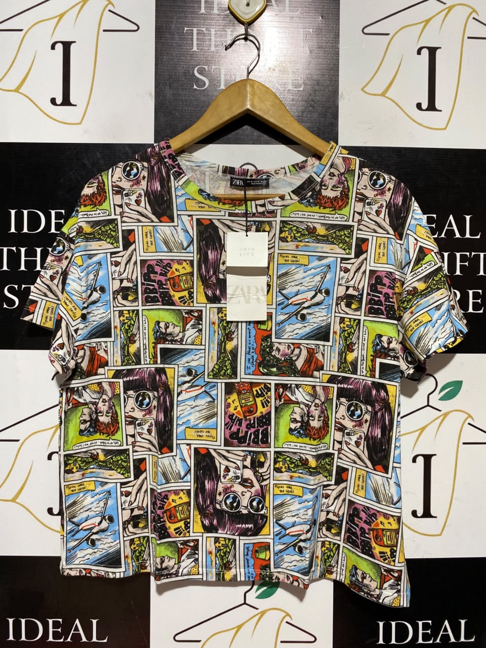 ZARA |M| BUST 22|B46| MULTICOLOR POP ART SHORT SLEEVE TEE