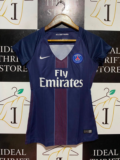 NIKE |XS| BUST 16| B46| NAVY BLUE FLY EMIRATES V-NECK FOOTBALL SHIRT