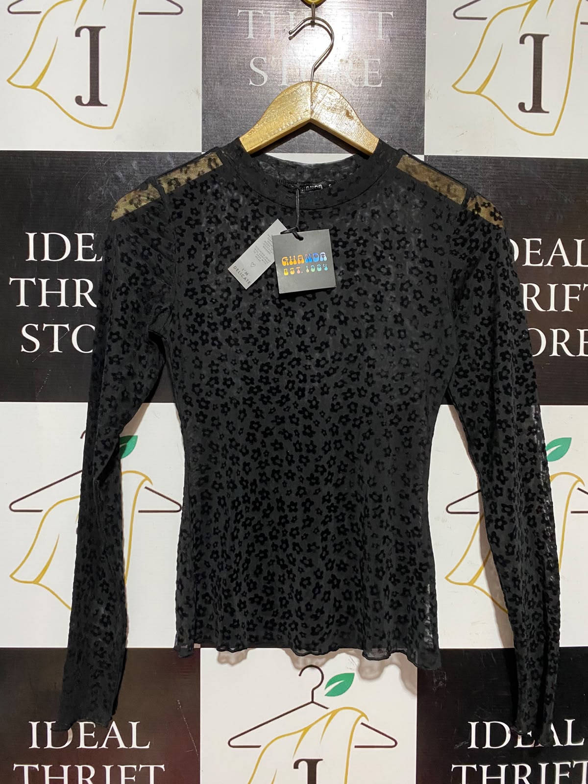 GHANDA |S| BUST 14| B46| FLORAL FLOCKED SHEER CASUAL BLOUSE