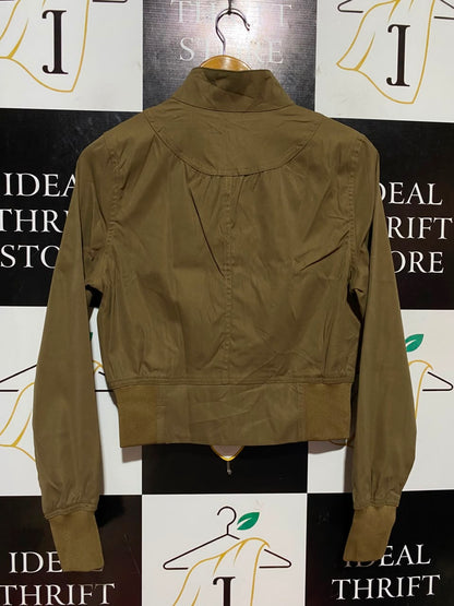 NV FELIX |M| BUST 18| B46| KHAKI BROWN FULL-ZIP LIGHTWEIGHT MOCK NECK CASUAL JACKET