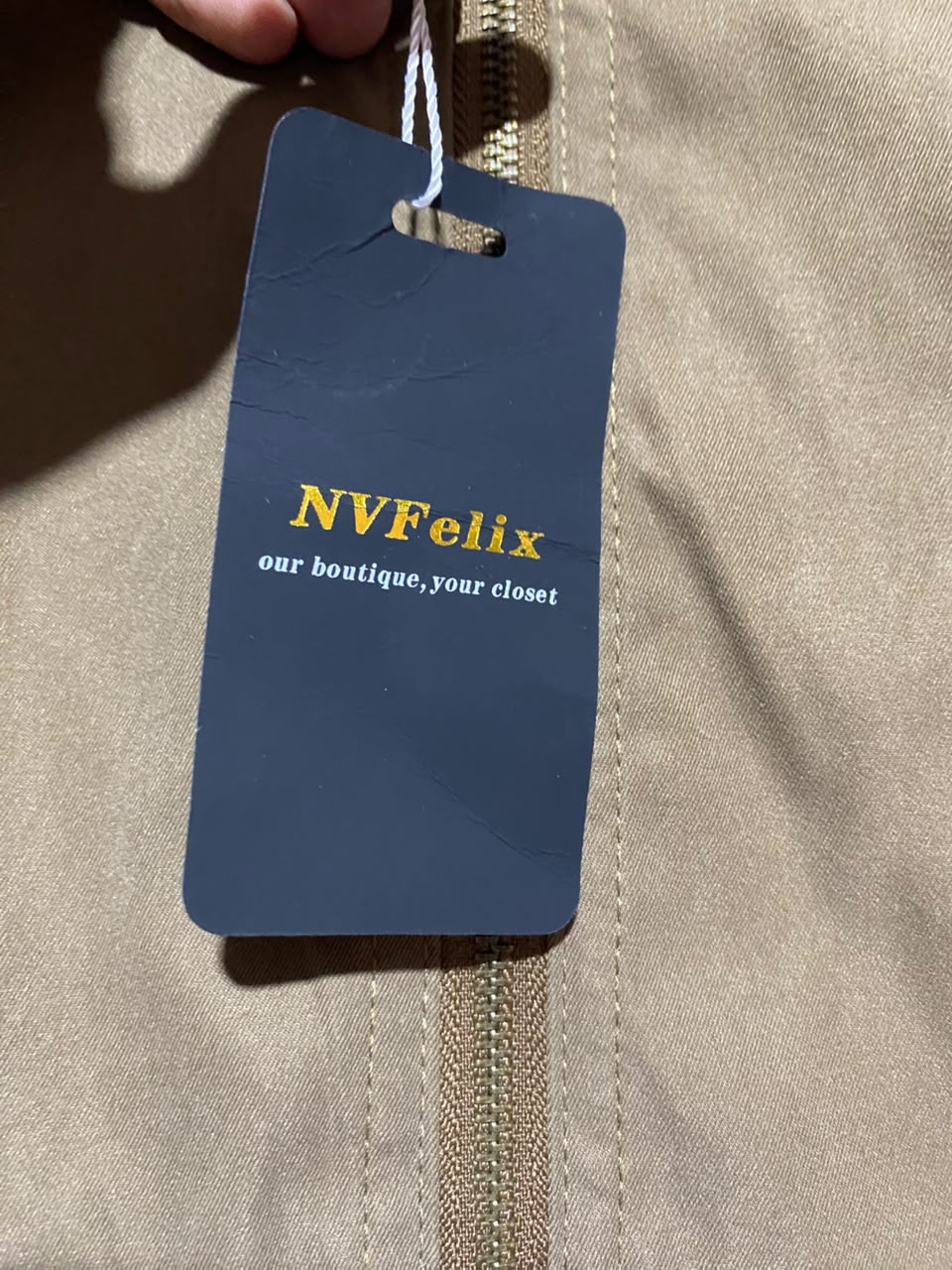 NV FELIX |M| BUST 18| B46| KHAKI BROWN FULL-ZIP LIGHTWEIGHT MOCK NECK CASUAL JACKET