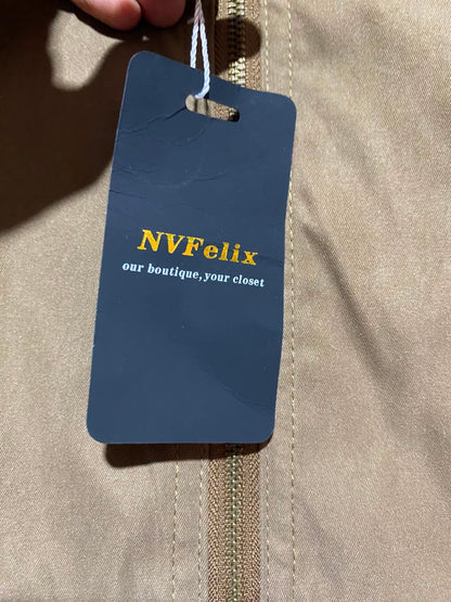NV FELIX |M| BUST 18| B46| KHAKI BROWN FULL-ZIP LIGHTWEIGHT MOCK NECK CASUAL JACKET