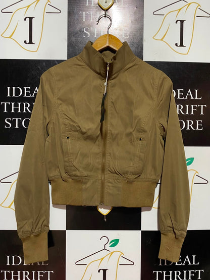 NV FELIX |M| BUST 18| B46| KHAKI BROWN FULL-ZIP LIGHTWEIGHT MOCK NECK CASUAL JACKET