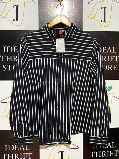 H&M |M| BUST 18| B46| BLACK & WHITE LONG SLEEVE CASUAL BLOUSE