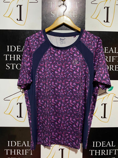 CRIVIT |L| BUST 20| B46| ATHLETIC T-SHIRT - PINK & PURPLE ANIMAL PRINT SHORT SLEEVE SPORTS TEE