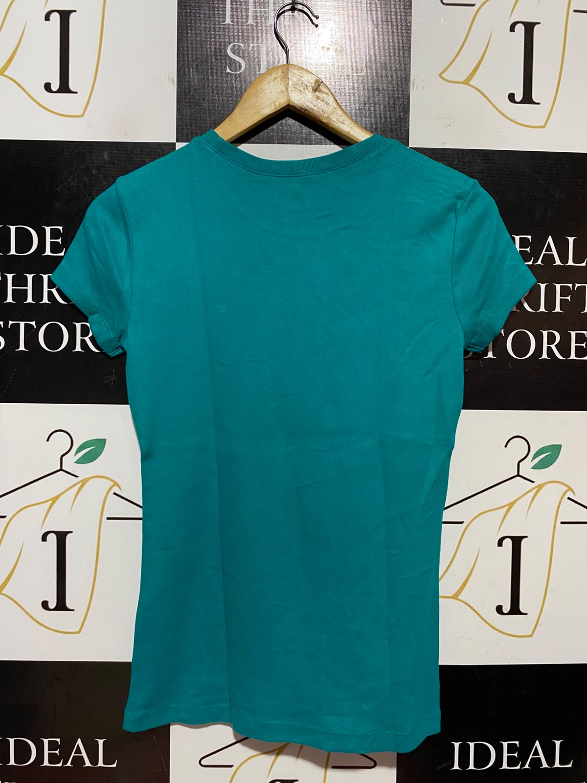 TOMMY HILFIGER |S| BUST 15| B46| TEAL GREEN CASUAL T-SHIRT - EMBROIDERED FLAG LOGO SHORT SLEEVE CREW NECK TEE