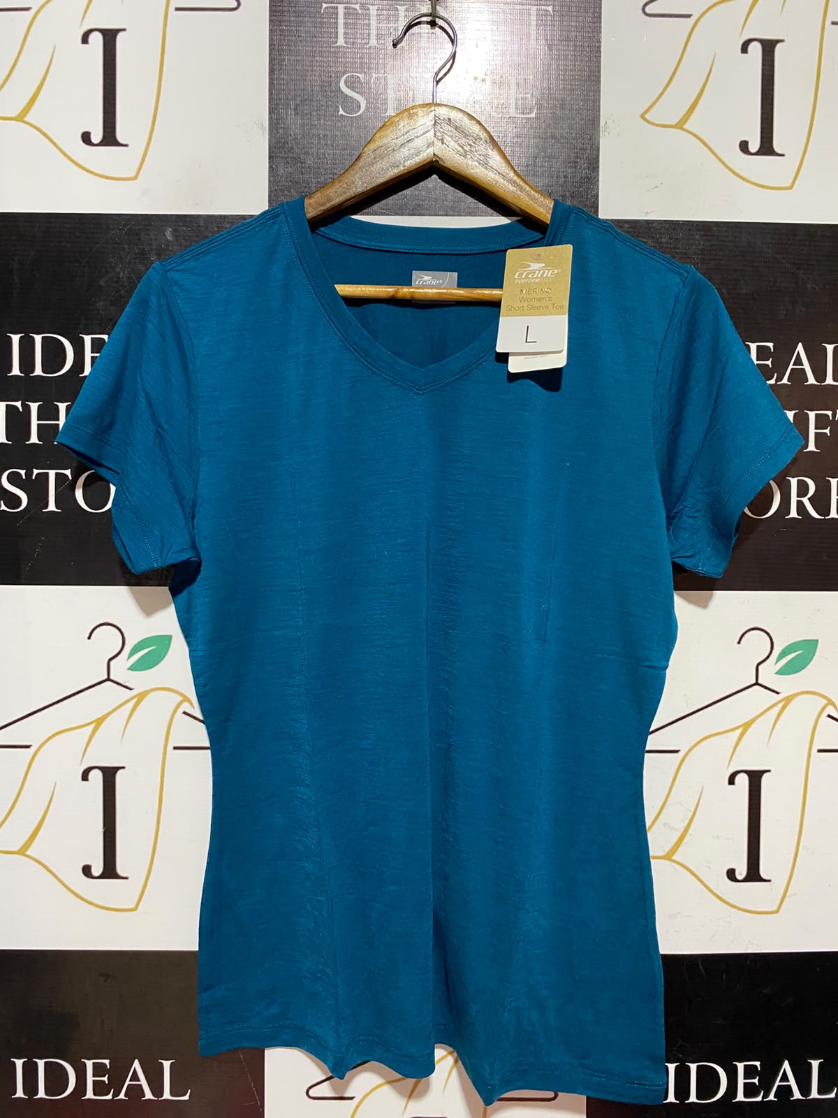 CRANE |L| BUST 19| B46| DEEP TEAL BLUE V-NECK SHORT SLEEVE SPORTS TEE