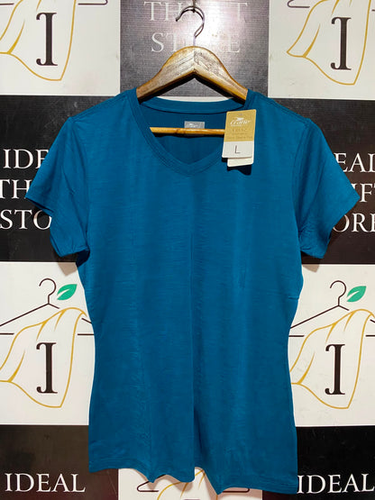 CRANE |L| BUST 19| B46| DEEP TEAL BLUE V-NECK SHORT SLEEVE SPORTS TEE