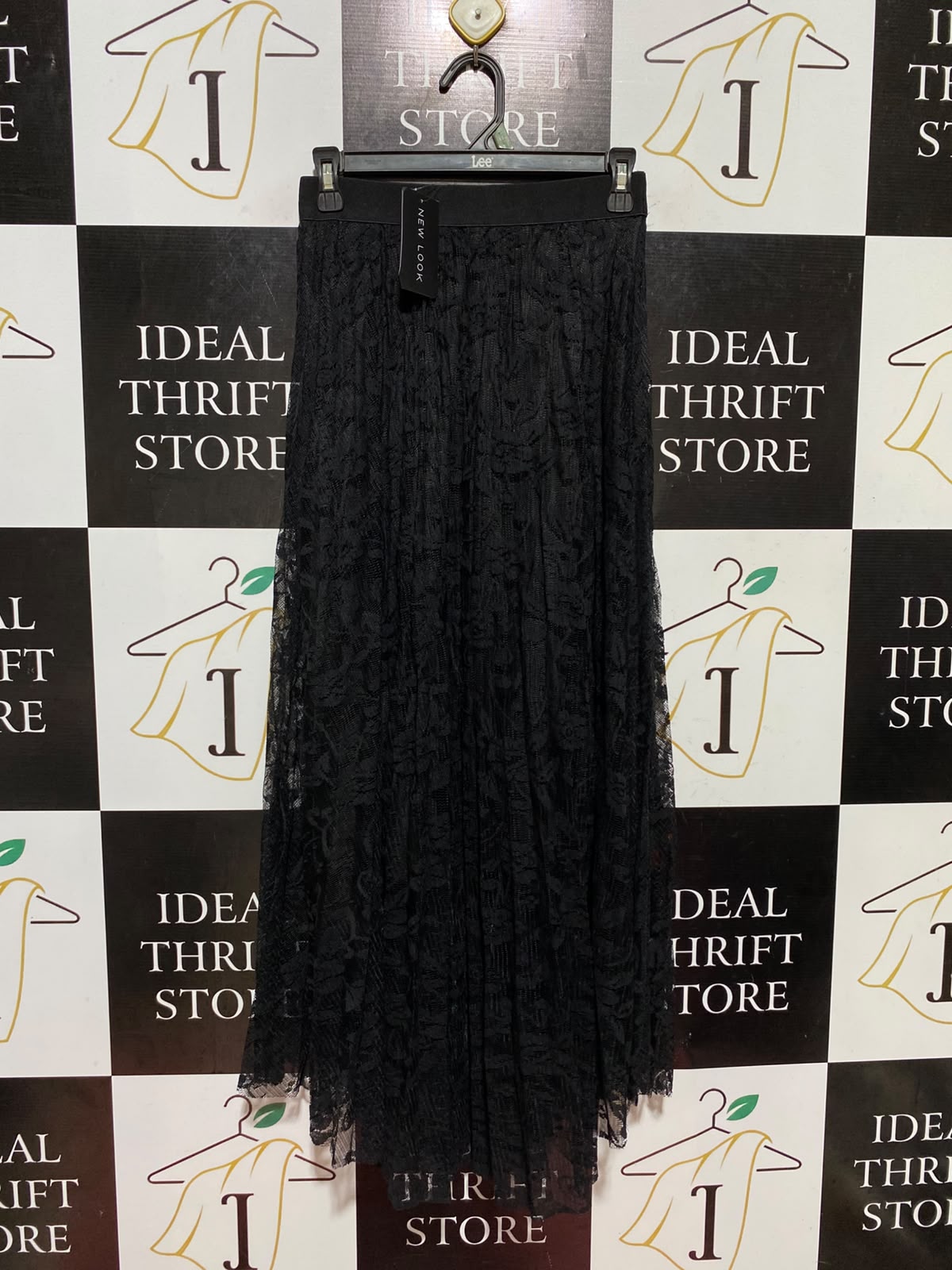NEW LOOK |S| WAIST 26| B46| BLACK FLORAL LACE ELASTIC WAIST MAXI SKIRT