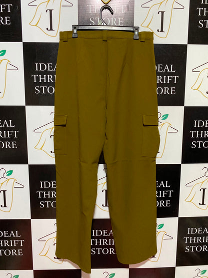 PRIMARK |XL| WAIST 34| B46| OLIVE GREEN HIGH WAISTED WIDE LEG CARGO TROUSERS PANTS