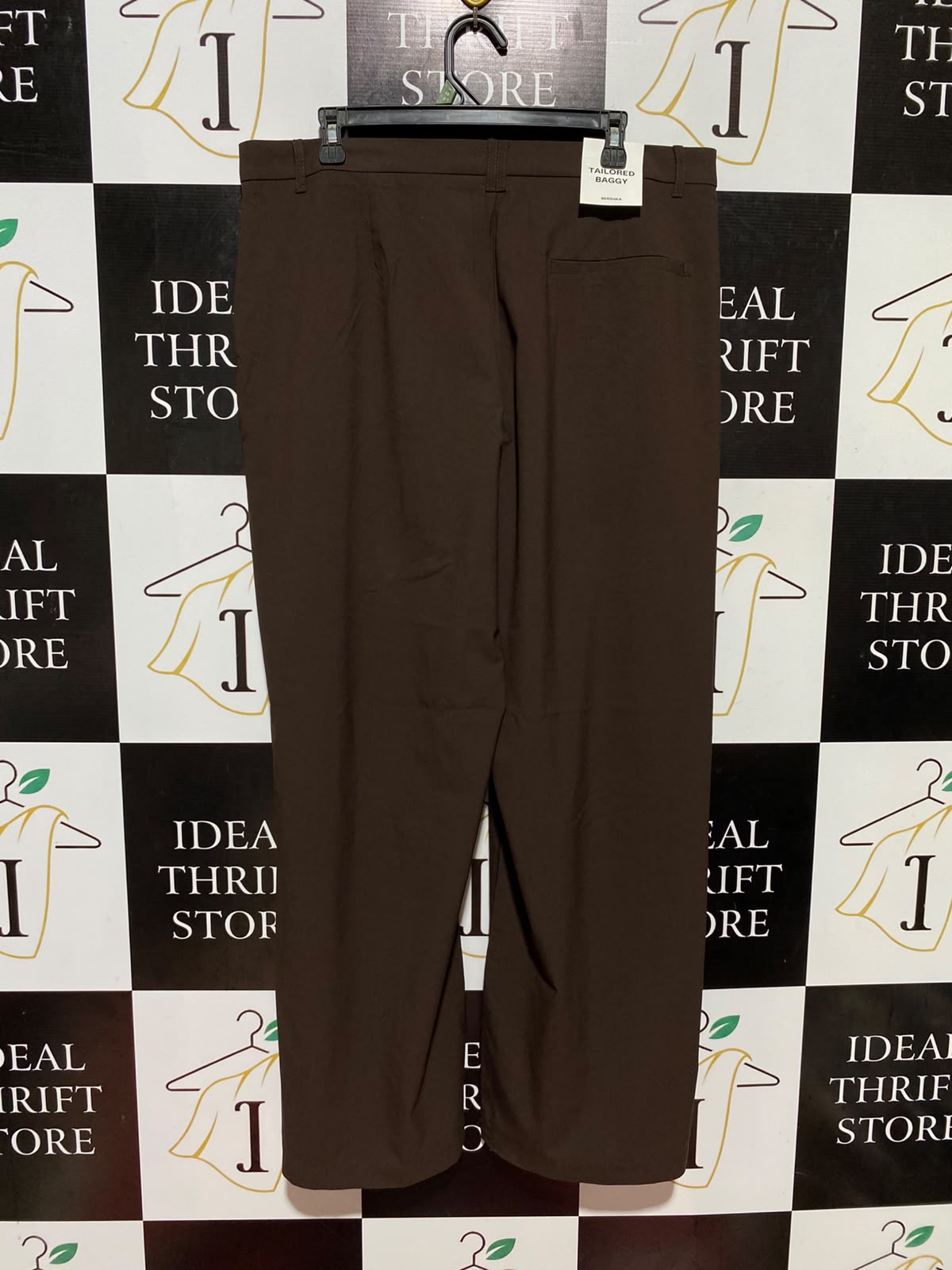 BERSHKA |XXL| WAIST 37| B46| CHOCOLATE BROWN HIGH WAISTED WIDE LEG TAILORED TROUSERS PANTS NWT