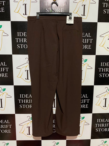 BERSHKA |XXL| WAIST 37| B46| CHOCOLATE BROWN HIGH WAISTED WIDE LEG TAILORED TROUSERS PANTS NWT