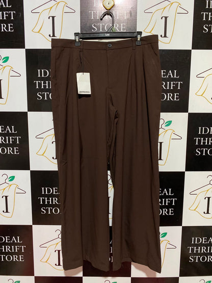 BERSHKA |XXL| WAIST 37| B46| CHOCOLATE BROWN HIGH WAISTED WIDE LEG TAILORED TROUSERS PANTS NWT