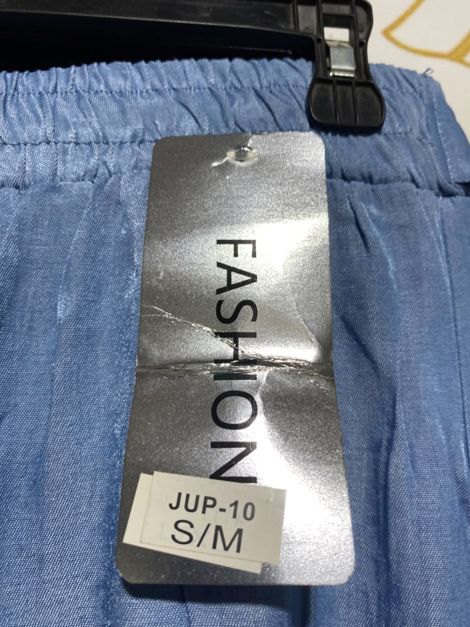 FASHION |M| WIAST 27| B46| LIGHT BLUE SHIMMER SATIN ELASTIC WAIST WIDE LEG TROUSERS PANTS WITH BELT