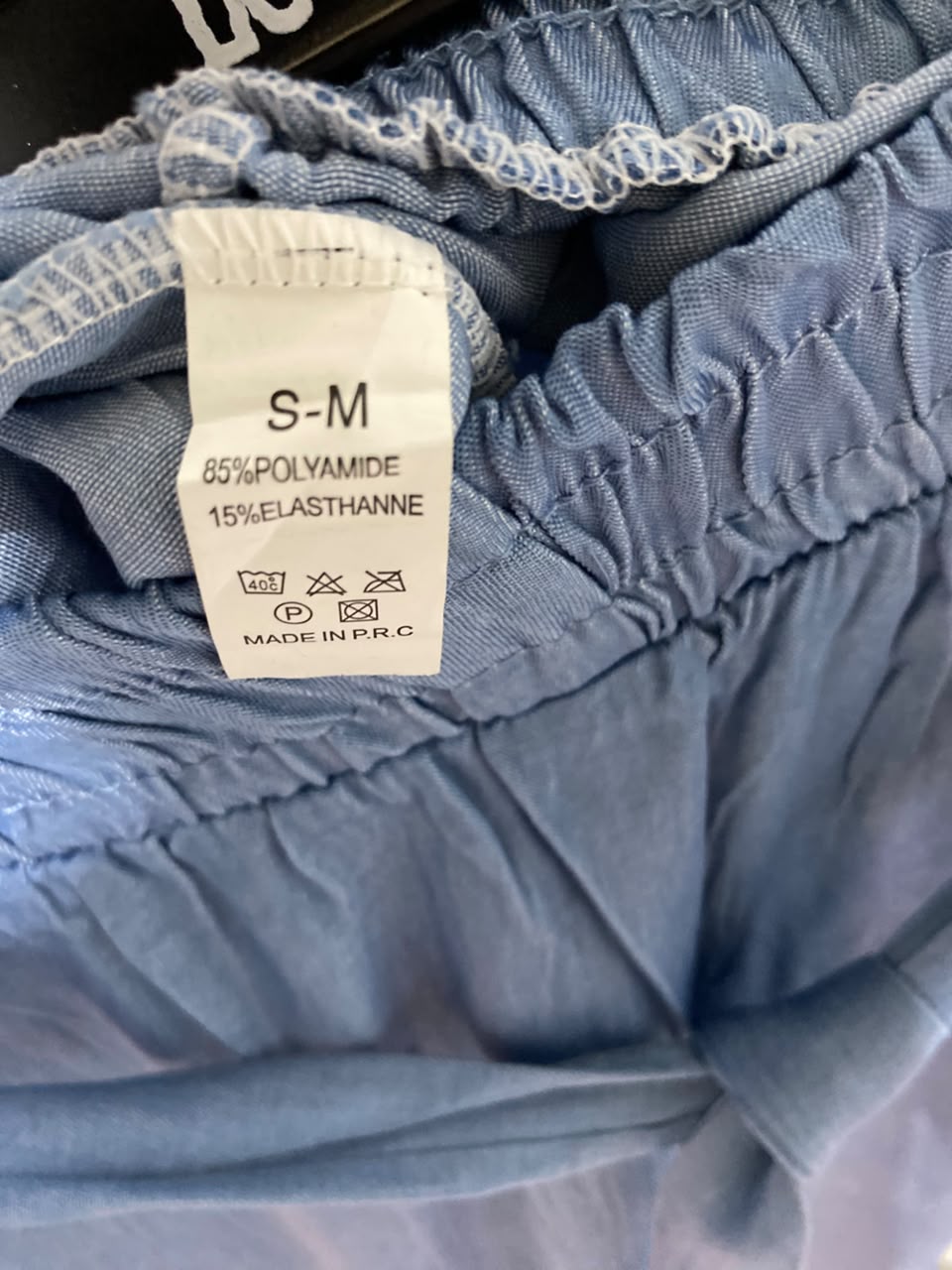 FASHION |M| WIAST 27| B46| LIGHT BLUE SHIMMER SATIN ELASTIC WAIST WIDE LEG TROUSERS PANTS WITH BELT