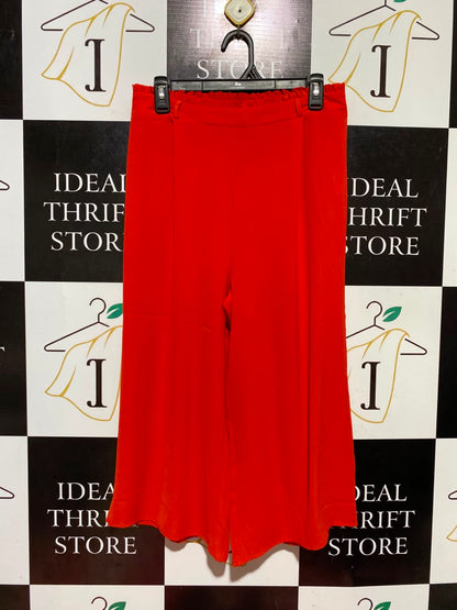 PRIMARK |M| WAIST 28| B46| VIBRANT RED HIGH WAISTED PAPERBAG WIDE LEG CULOTTES TROUSERS PANTS
