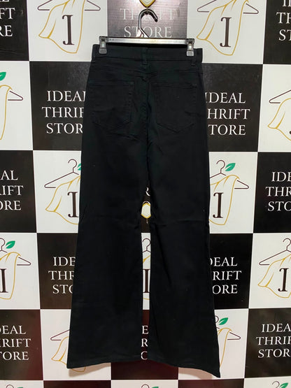 H&M |M| WAIST 27| B46| CLASSIC JET BLACK HIGH WAISTED WIDE LEG FIVE POCKET DENIM JEANS PANTS