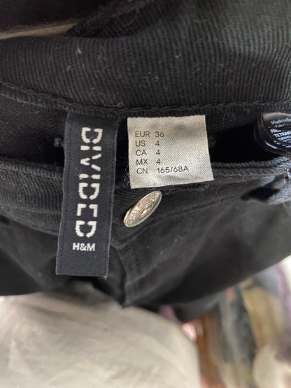 H&M |M| WAIST 27| B46| CLASSIC JET BLACK HIGH WAISTED WIDE LEG FIVE POCKET DENIM JEANS PANTS