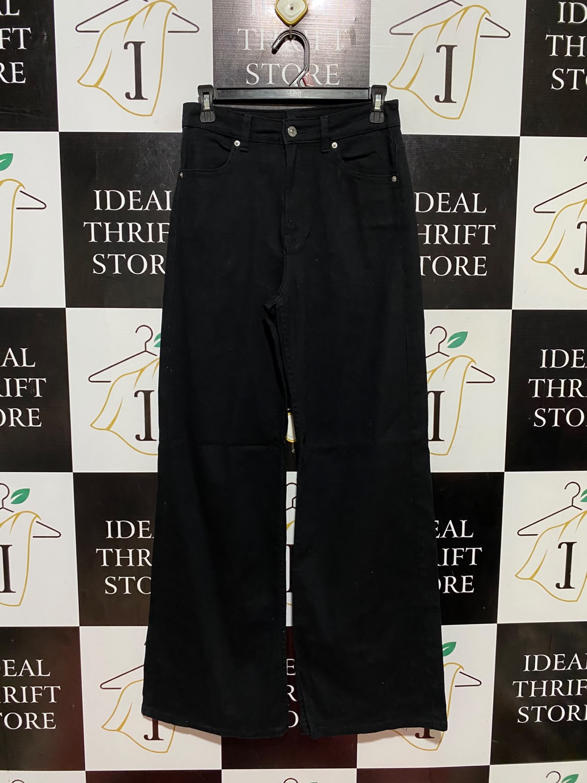 H&M |M| WAIST 27| B46| CLASSIC JET BLACK HIGH WAISTED WIDE LEG FIVE POCKET DENIM JEANS PANTS