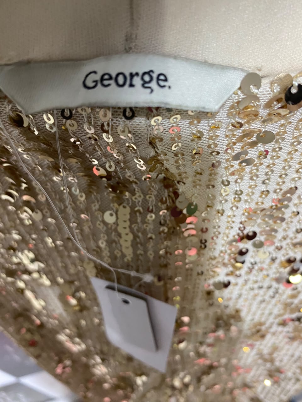GEORGE |S| WAIST 26| B46| METALLIC GOLD SEQUIN HIGH WAISTED WIDE LEG STATEMENT TROUSERS PANTS