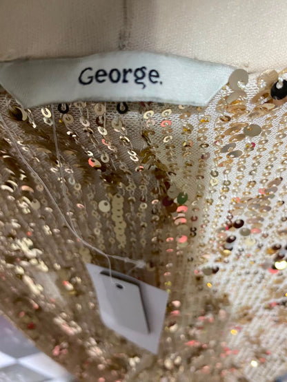 GEORGE |S| WAIST 26| B46| METALLIC GOLD SEQUIN HIGH WAISTED WIDE LEG STATEMENT TROUSERS PANTS