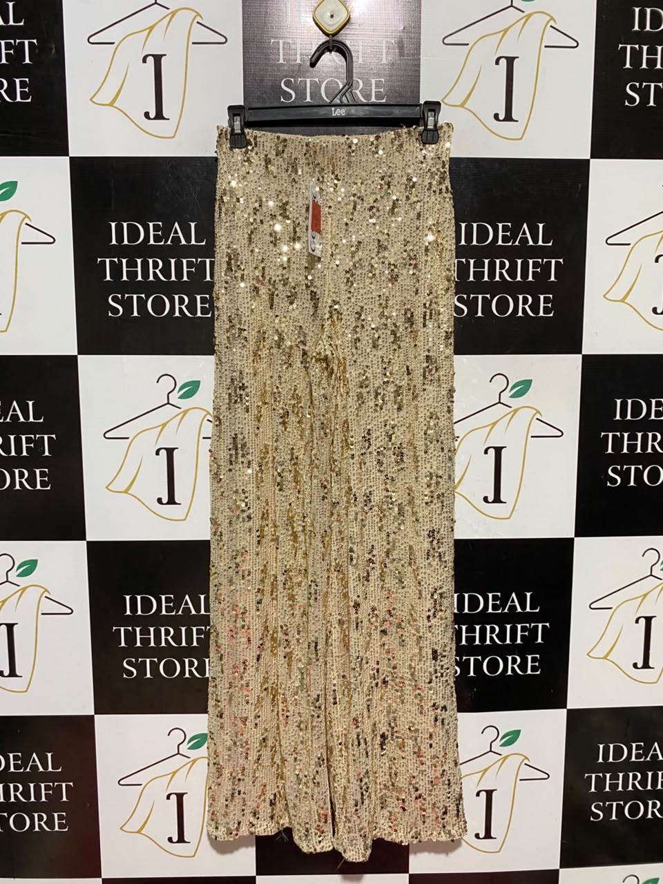 GEORGE |S| WAIST 26| B46| METALLIC GOLD SEQUIN HIGH WAISTED WIDE LEG STATEMENT TROUSERS PANTS