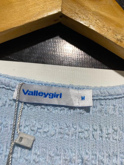 VALLEY GIRL |S| BUST 14| B46| LIGHT BLUE TEXTURED SCOOP NECK CAP SLEEVE TOP