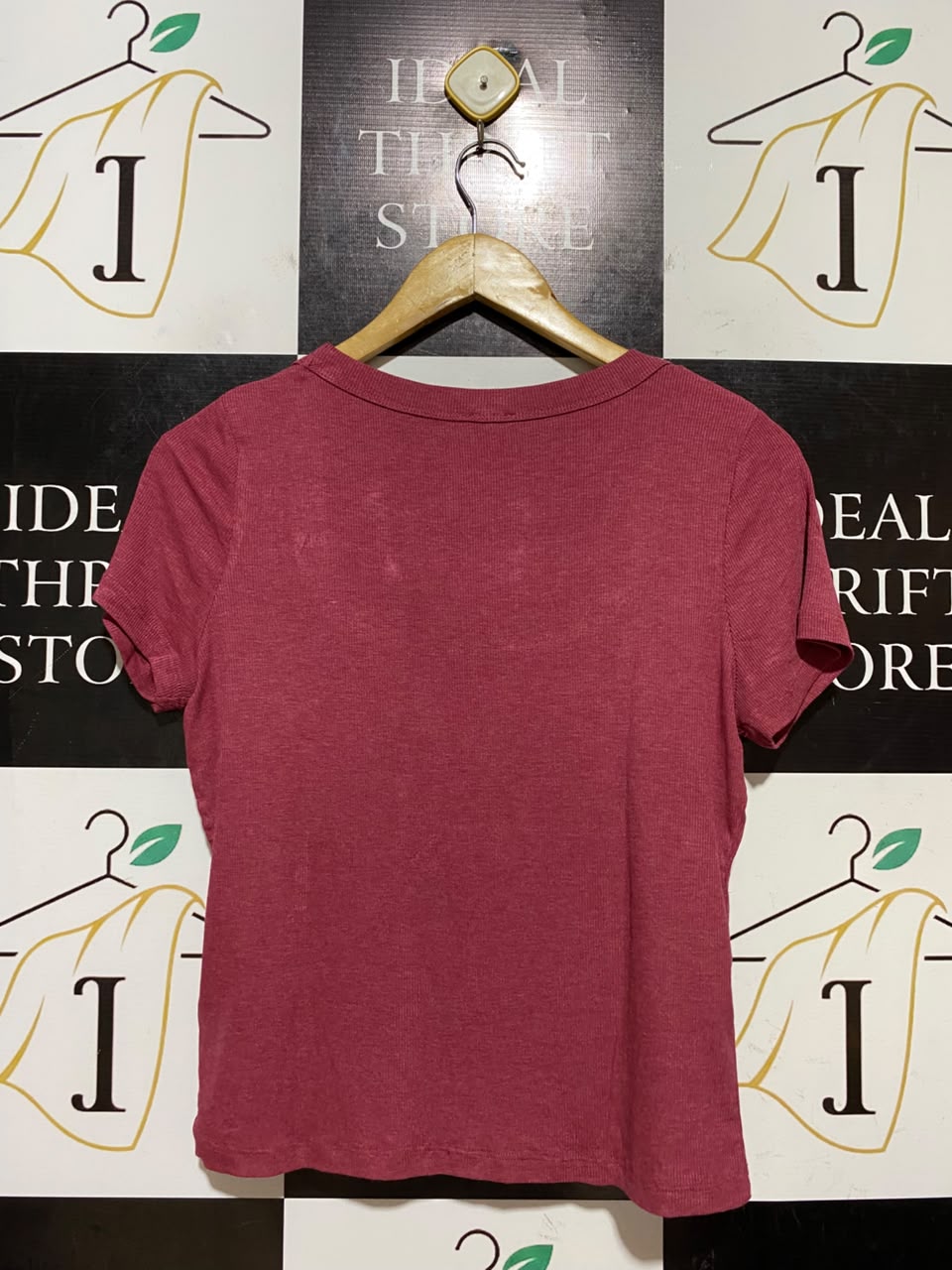 COTTON ON |M| BUST 18| B46| ROSE PINK DEEP SCOOP NECK RIBBED SHORT SLEEVE T-SHIRT